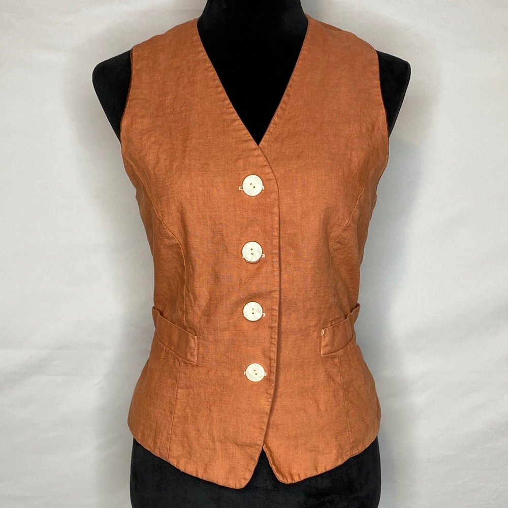 Vintage TARA for Z. Victory Paris Terracotta Button Down Vest